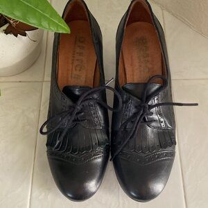 Office London black leather heeled loafer